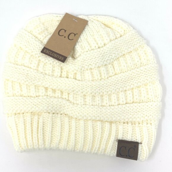 C&C acrylic knit beanie in the color ivory. NWT - Picture 1 of 5